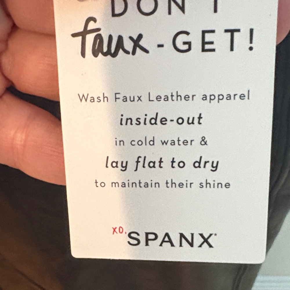 SPANX Sleek Black Faux Leather Leggings - Picture 6 of 7